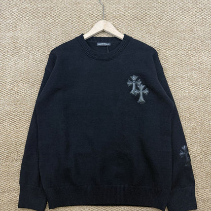 Chrome Hearts クロムハーツ クロスデザイン 丸首セーター TM1233 ホワイト/ブラック - Image 4