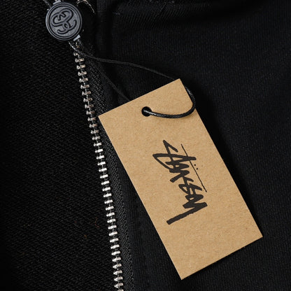 STUSSY スタッシー ブラック8シリーズ プリント 男女兼用 ジップアップフーデッドジャケット HN321 ブラック/ホワイト