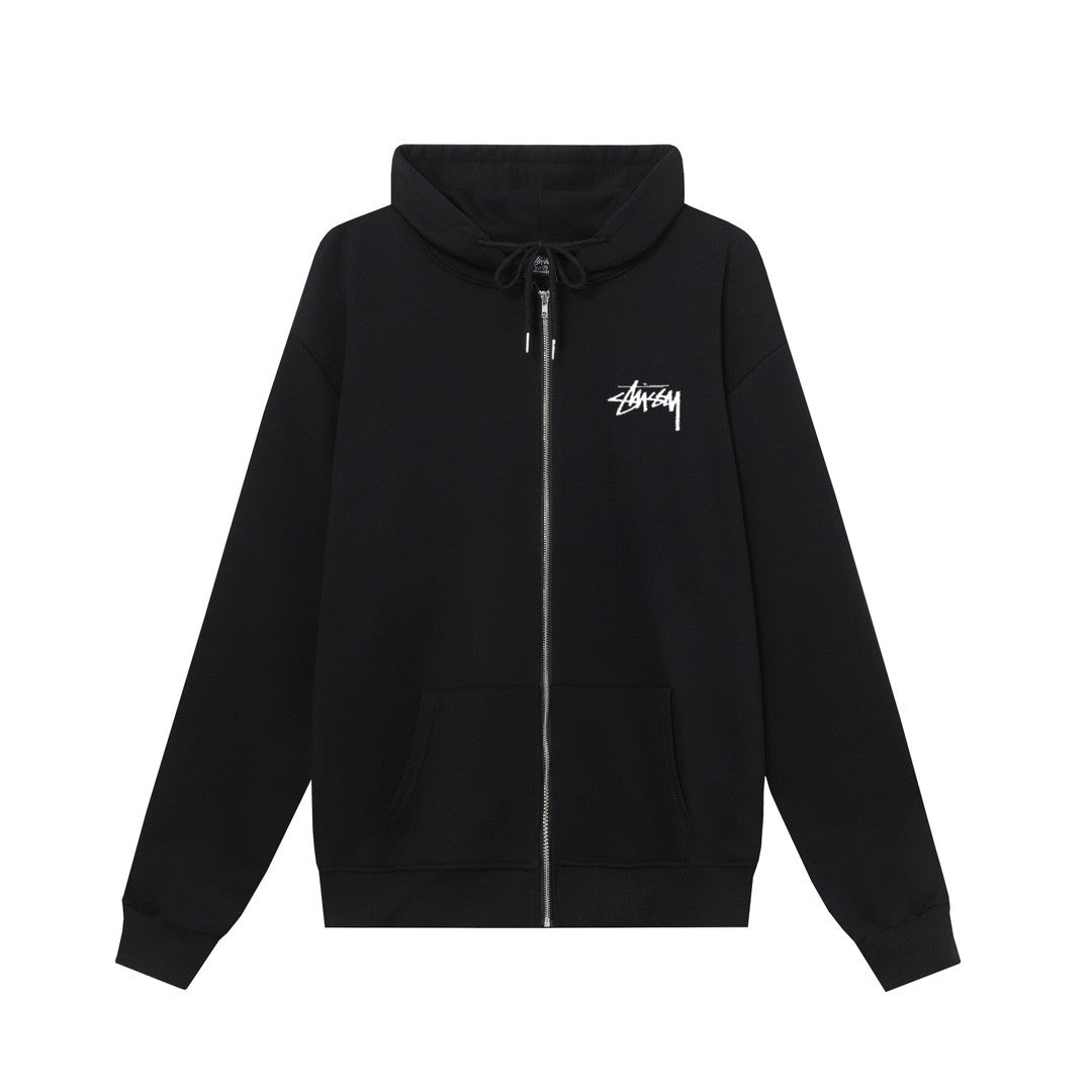 STUSSY ステューシー HN317 スコーピオン バックプリント ジップアップ パーカー フーディー ブラック/ホワイト 男女兼用
