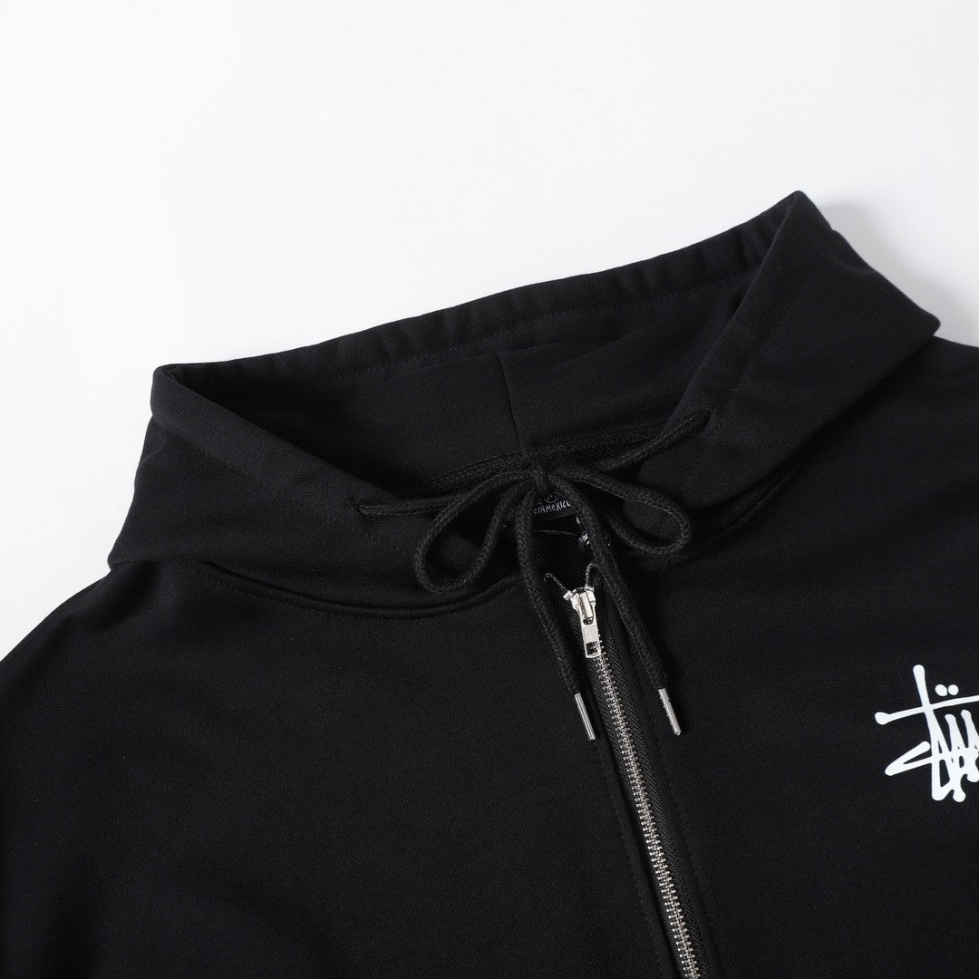 STUSSY ステューシー HN317 スコーピオン バックプリント ジップアップ パーカー フーディー ブラック/ホワイト 男女兼用