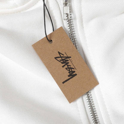 STUSSY スタッシー クラシックプリント 男女兼用 フード付きジッパージャケット HN316 ブラック/ホワイト/ネイビー/グレー