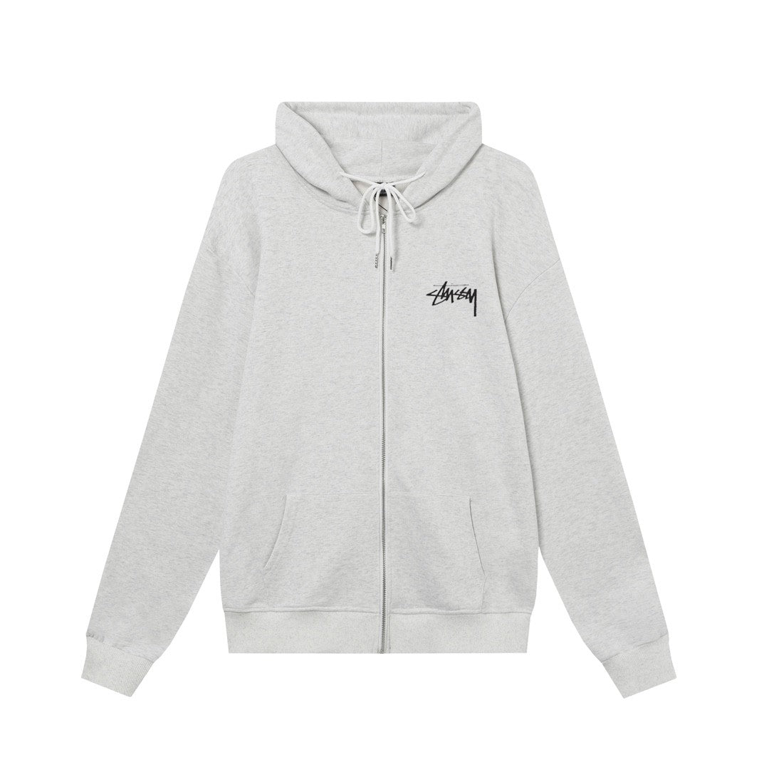 STUSSY ステューシー ユニセックス 黒8暈影プリント フーディージャケット HN313