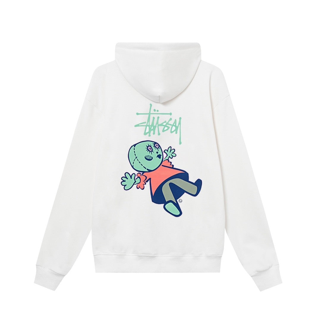 STUSSY スタシー クラウンパターン&アルファベットプリント 男女兼用 フード付きジッパージャケット HN310