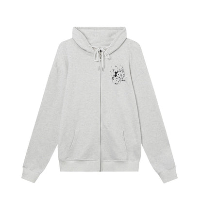 STUSSY スタッシー ss24復古 フレイムダイスプリント ジップアップフードジャケットHN307 グレー