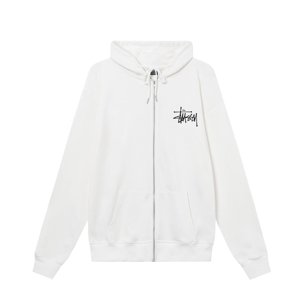 STUSSY スタシー 【HN305】 サイコロ&アルファベットプリント ズッパーフーディージャケット 男女兼用