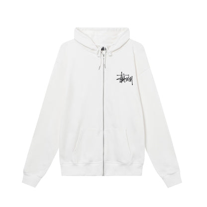 STUSSY スタシー 【HN305】 サイコロ&アルファベットプリント ズッパーフーディージャケット 男女兼用