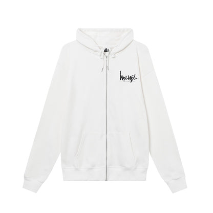 STUSSY スタッシー リバースレタープリント 男女共用 ズップアップフーディ HN303 ブラック/ホワイト/グレー/ネイビー
