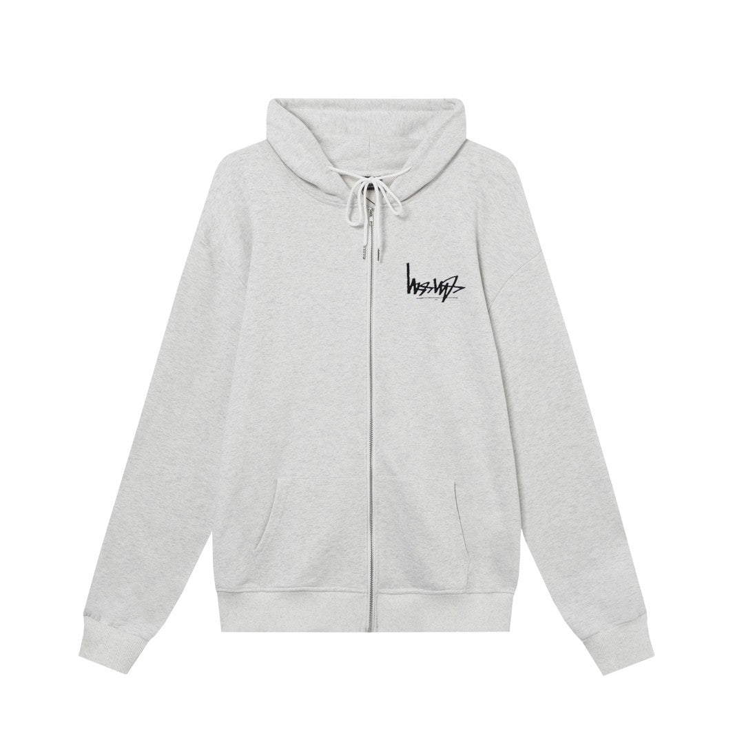 STUSSY スタッシー リバースレタープリント 男女兼用 フード付きフルジップウェア HN303 灰