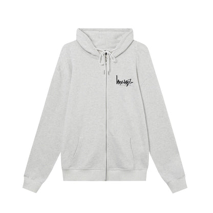 STUSSY スタッシー リバースレタープリント 男女兼用 フード付きフルジップウェア HN303 灰