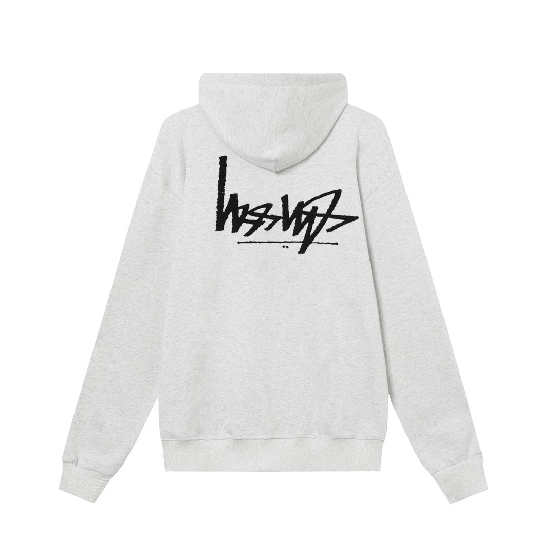 STUSSY スタッシー リバースレタープリント 男女兼用 フード付きフルジップウェア HN303 灰