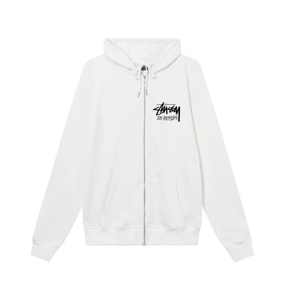STUSSY スタッシー ロサンゼルスシティ限定シリーズ プリント男女共用 ズップアップフーディ HN340 白色/黑色/藏青色/灰色