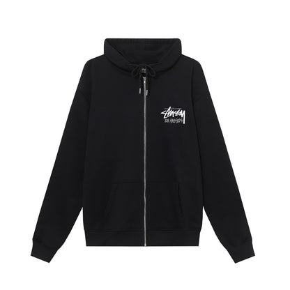 STUSSY スタッシー ロサンゼルスシティ限定シリーズ プリント男女共用 ズップアップフーディ HN340 白色/黑色/藏青色/灰色