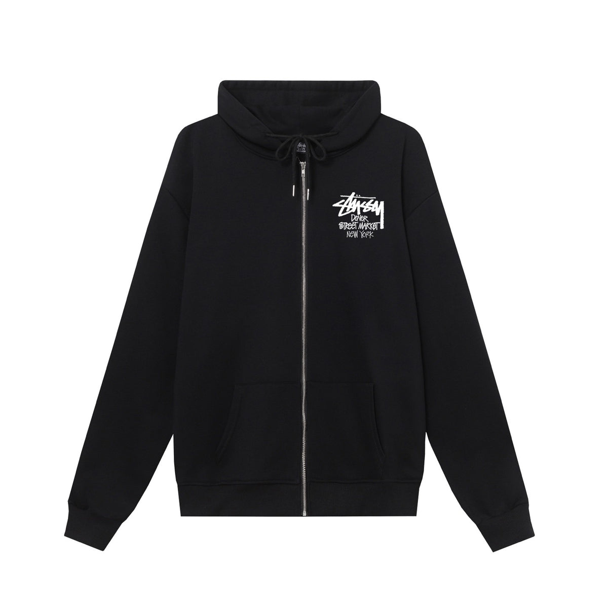STUSSY スタシー DSM都市限定コレクション NEW YORK プリント ジップアップ フーデッドジャケット HN322 ブラック