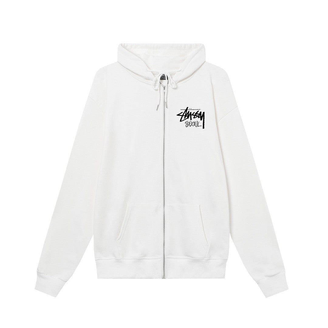 STUSSY スタシー ソウルシティ限定 プリント 男女兼用 フード付きフルジップ スウェット HN330 カラー