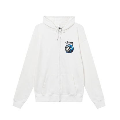 STUSSY スタッシー コラボレーションシリーズ 黑8プリント 男女兼用 フーデッドジャケット