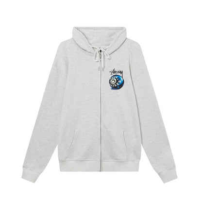 STUSSY スタッシー コラボレーションシリーズ 黑8プリント 男女兼用 フーデッドジャケット