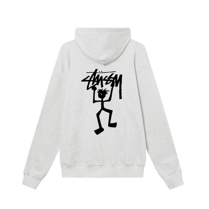 STUSSY スタシー マッチスティックマンデザインプリント 男女兼用 フーデッドジップアップスウェットシャツ