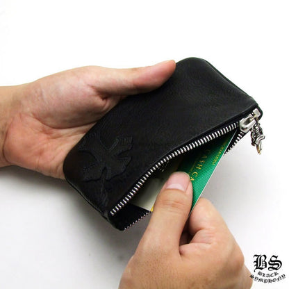 CHROME HEARTS クロムハーツ コインパース 1クロスパッチ ブラック ヘビーレザー レザーウォレット 財布 メンズ レディース CH2007