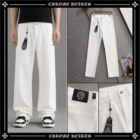 CHROME HEARTS クロムハーツ K8902 スリムフィット デニムパンツ ホワイト メンズ ロングパンツ