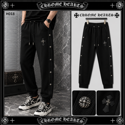 CHROME HEARTS クロムハーツ クロスレザーパッチ ジョガー スウェットパンツ ブラック メンズ