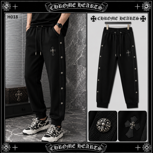 CHROME HEARTS クロムハーツ クロスレザーパッチ ジョガー スウェットパンツ ブラック メンズ