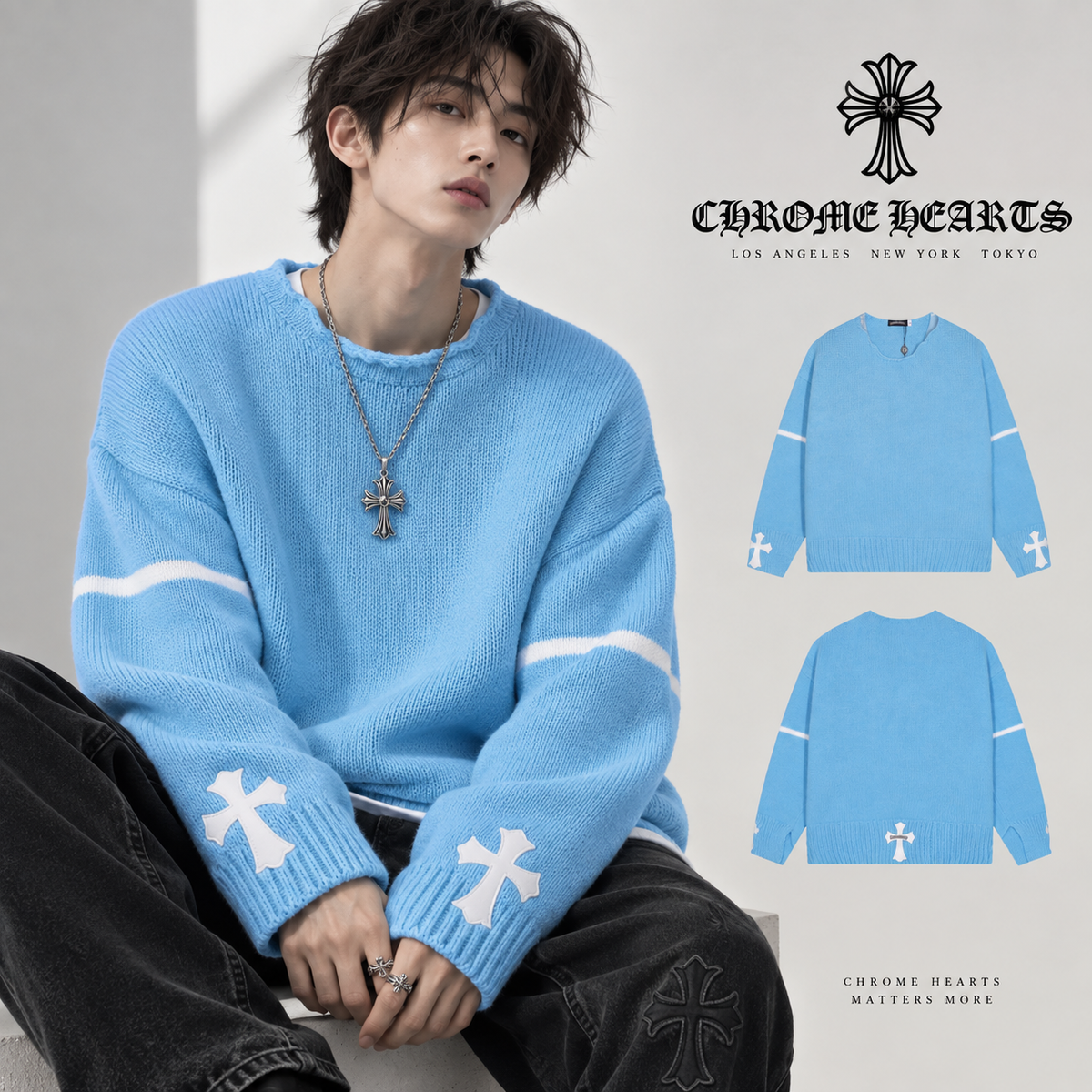 Chrome Hearts クロムハーツ 破洞デザイン リーザーカラー ニットセーター - Image 1