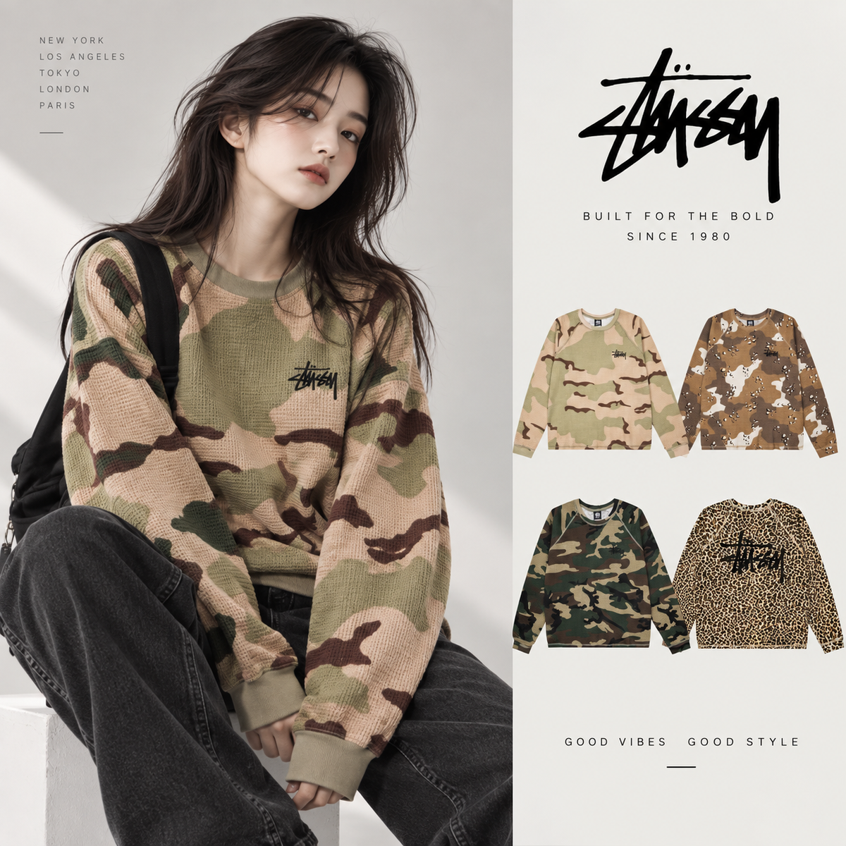 Stüssy Camo Waffle Raglan Tee — image 1