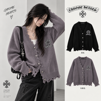 Chrome Hearts クロムハーツ 長袖ニットカーディガン ブラック フリーサイズ - Image 1