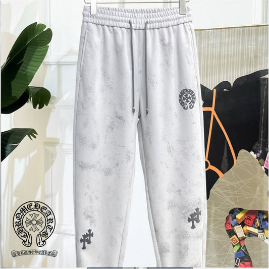 CHROME HEARTS クロムハーツ クロス＆サークルロゴ イージーパンツ ライトグレー ユーズド加工