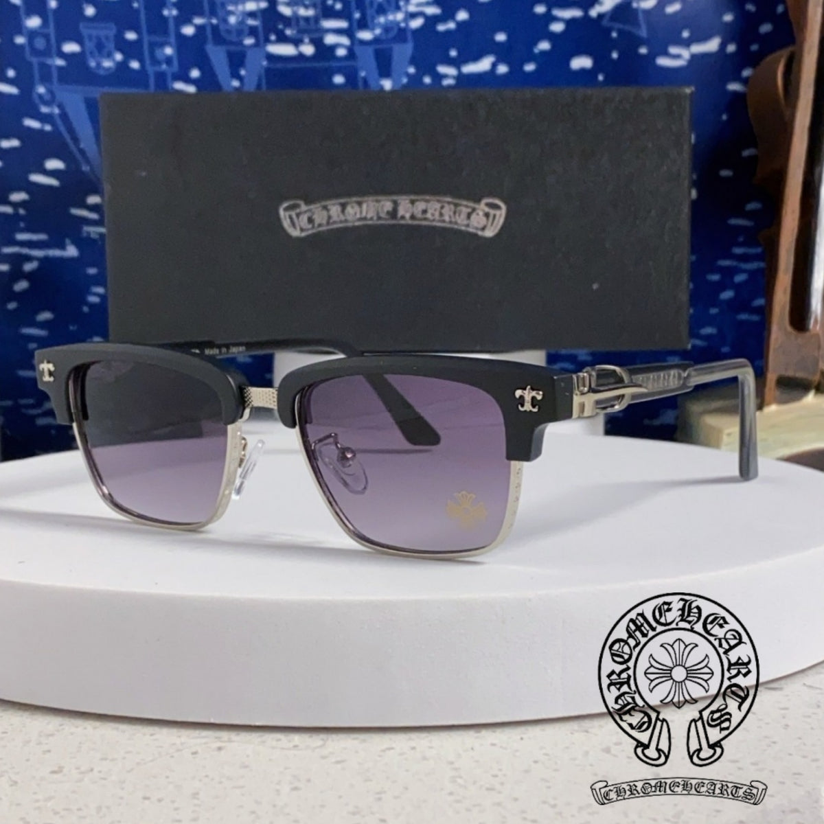 CHROME HEARTS クロムハーツ ブロウライン サングラス ブラック×パープルレンズ T-EW-GL01-CH-17640