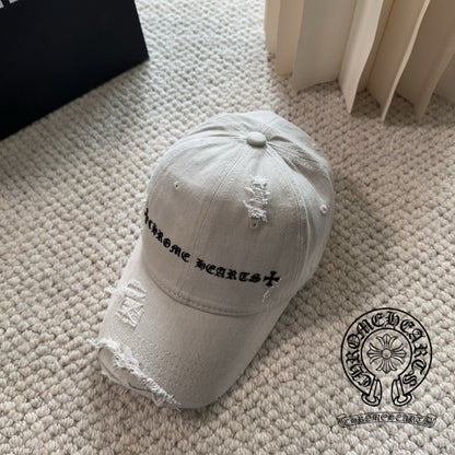 クロムハーツ CHROME HEARTS ベースボールキャップ ライトグレー ダメージホールデザイン - 商品画像 1