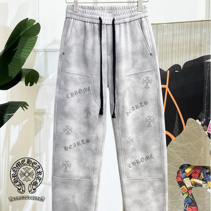 CHROME HEARTS クロムハーツ サイドロゴ クロスモチーフ イージーパンツ ライトグレー ドローコード