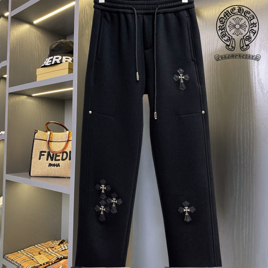 CHROME HEARTS クロムハーツ クロスモチーフ イージーパンツ ブラック メタルリベット ドローコード