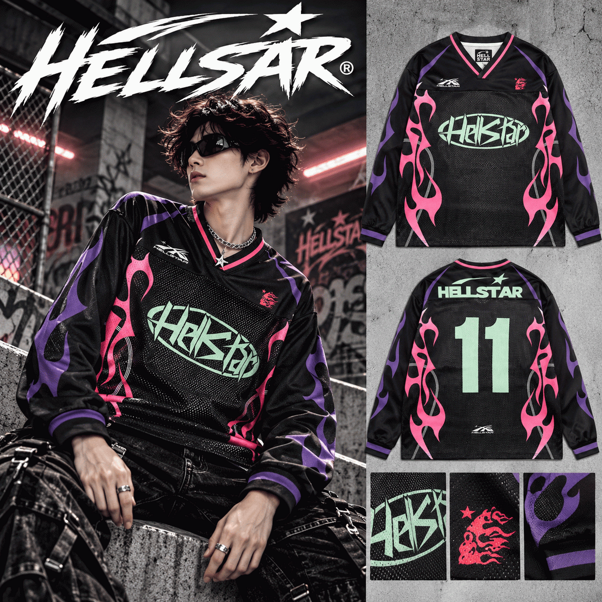 HELLSTAR ヘルスター 長袖スポーツジャージ ブラック