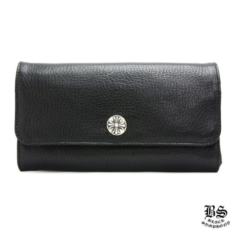 CHROME HEARTS クロムハーツ ジュディウォレット クロスボタン ブラック ヘビーレザー 長財布 レザーウォレット 財布 メンズ レディース CHROMEBAGS004
