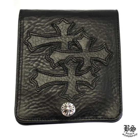 CHROME HEARTS クロムハーツ 1スナップ クロスボタン ウォレット 3セメタリークロスパッチ レザーウォレット 財布 メンズ レディース CH2011
