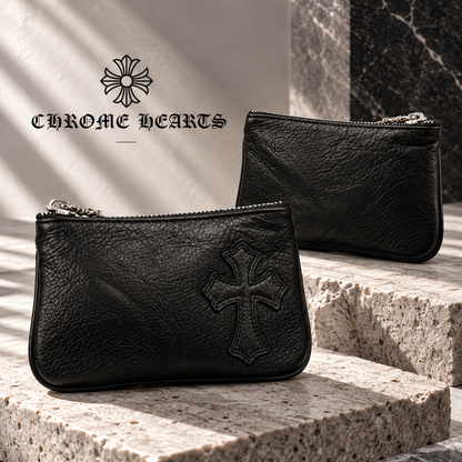 CHROME HEARTS クロムハーツ コインパース 1クロスパッチ ブラック ヘビーレザー レザーウォレット 財布 メンズ レディース CH2007