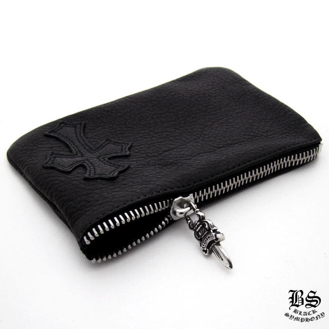 CHROME HEARTS クロムハーツ コインパース 1クロスパッチ ブラック ヘビーレザー レザーウォレット 財布 メンズ レディース CH2007