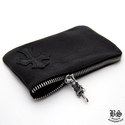 CHROME HEARTS クロムハーツ コインパース 1クロスパッチ ブラック ヘビーレザー レザーウォレット 財布 メンズ レディース CH2007