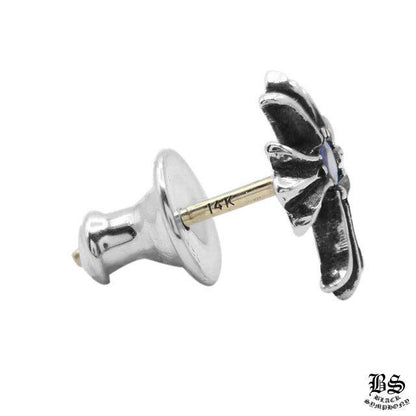 CHROME HEARTS クロムハーツ CHクロス スタッドピアス ブルーサファイア 925シルバー 片耳 ユニセックス