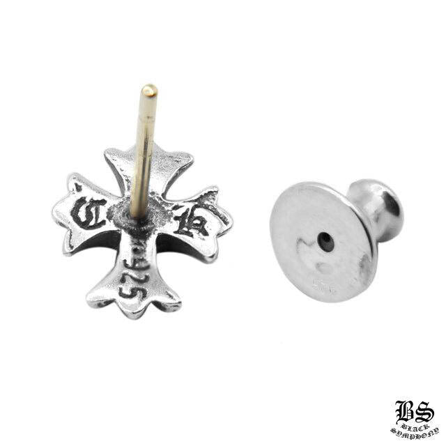 CHROME HEARTS クロムハーツ CHクロス スタッドピアス ブルーサファイア 925シルバー 片耳 ユニセックス