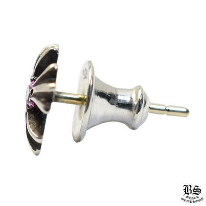 CHROME HEARTS クロムハーツ CHプラス スタッドピアス ピンクサファイア 925シルバー 片耳 ユニセックス