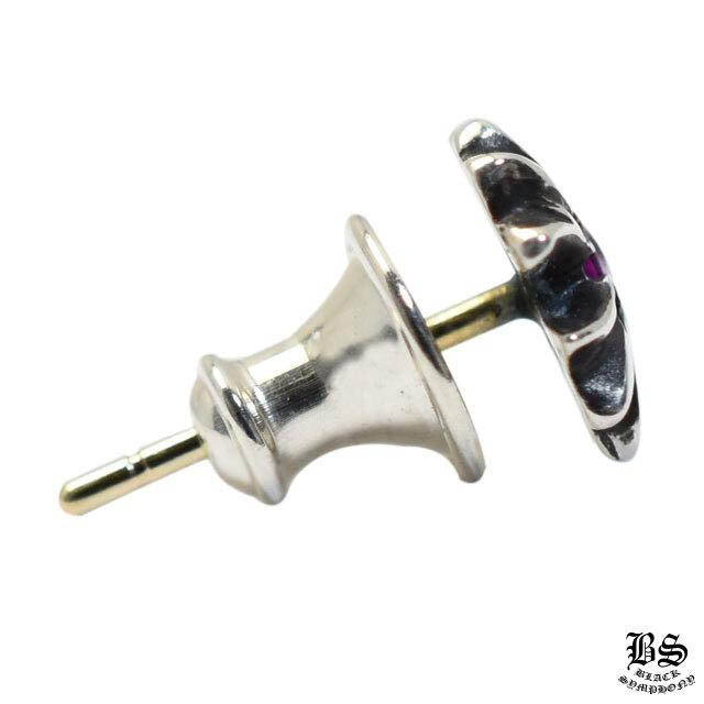 CHROME HEARTS クロムハーツ CHプラス スタッドピアス ピンクサファイア 925シルバー 片耳 ユニセックス