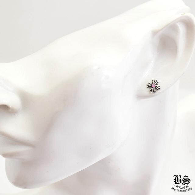 CHROME HEARTS クロムハーツ CHプラス スタッドピアス ピンクサファイア 925シルバー 片耳 ユニセックス