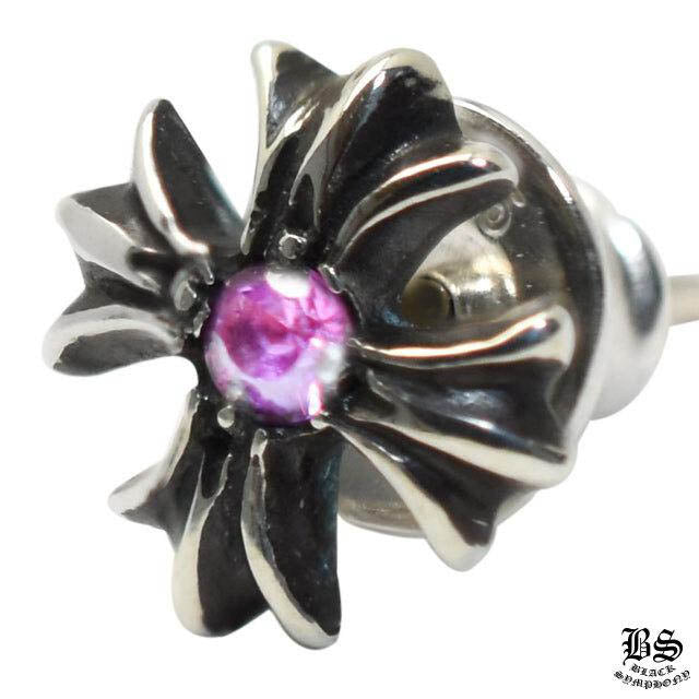 CHROME HEARTS クロムハーツ CHプラス スタッドピアス ピンクサファイア 925シルバー 片耳 ユニセックス