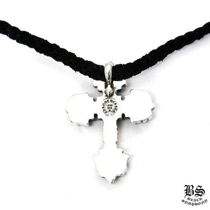 CHROME HEARTS クロムハーツ フィリグリークロス ペンダント XS 925シルバー レザーコード ネックレス
