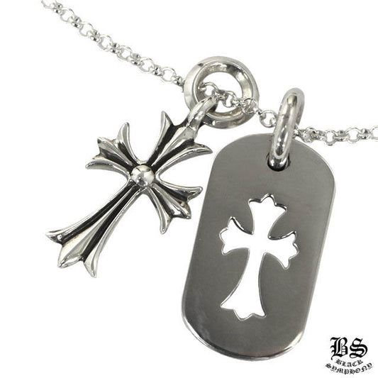 CHROME HEARTS クロムハーツ タイニーCHクロス ドッグタグ ロールチェーン 20インチ 925シルバー ネックレス