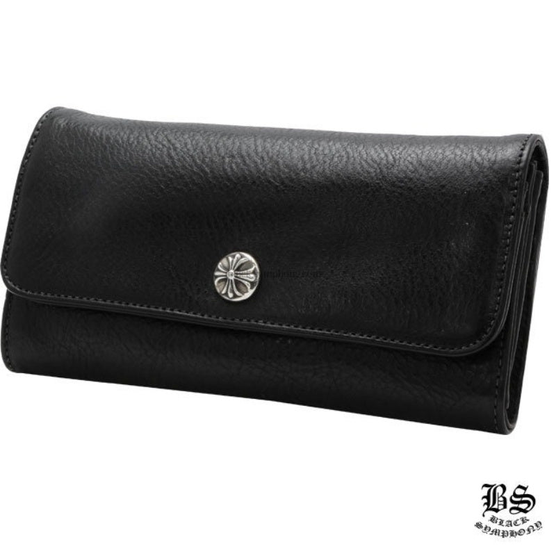 CHROME HEARTS クロムハーツ ジュディウォレット クロスボタン ブラック ヘビーレザー 長財布 レザーウォレット 財布 メンズ レディース CHROMEBAGS004
