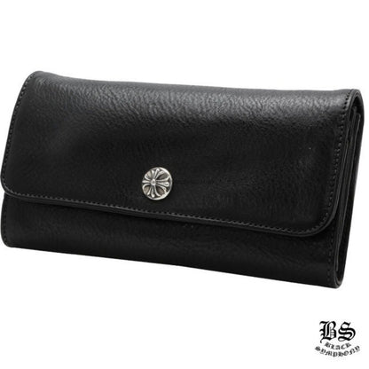 CHROME HEARTS クロムハーツ ジュディウォレット クロスボタン ブラック ヘビーレザー 長財布 レザーウォレット 財布 メンズ レディース CHROMEBAGS004
