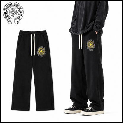 CHROME HEARTS クロムハーツ 馬蹄クロス刺繍 ヘビーウェイト スウェットパンツ ブラック 420g